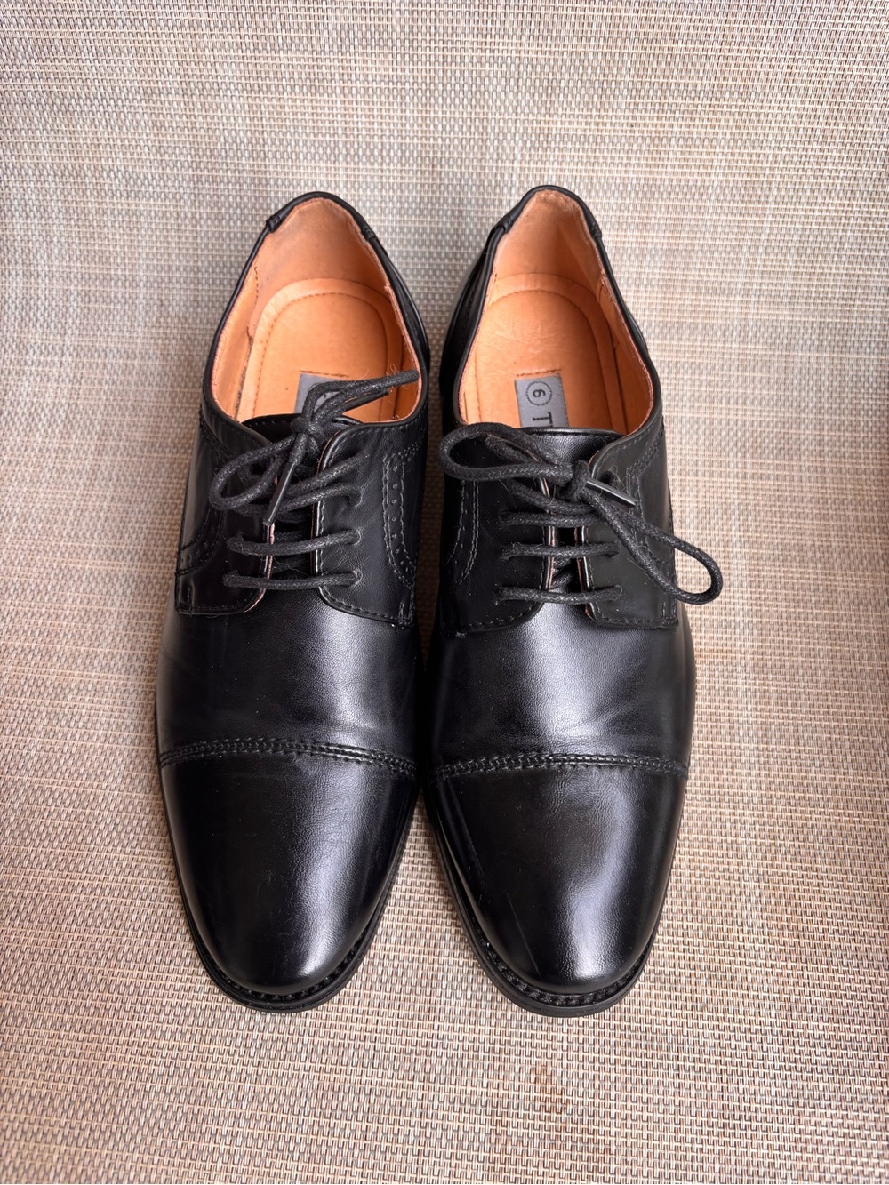 Tip Top Kids Black Cap-Toe Lace-Up Dress Shoes